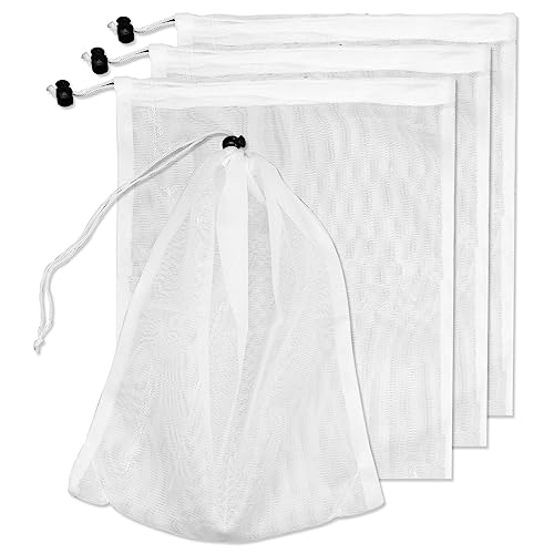 4Pcs Pool Vacuum Replacement Mesh Bag, Pool Leaf Vacuum Net Bag Fine Mesh with Locking Cord, Pool Vacuum Filter Bag, Pool Cleaner Bag Suitable for Pools Aquariums Ponds Collecting Leaves and Debris