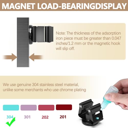3-H 2 Pack Magnetic Broom Holder with 2 Pack Mini Magnetic Hooks,Black - color: Black, size: 2pc+2pc(42mm-Magnet)