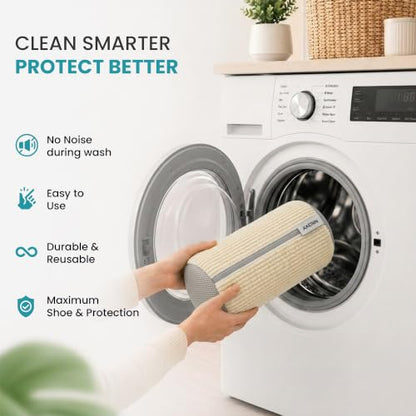 Shoe Washing Machine Bag for Washer and Dryer – 2pc Reusable Shoe Cleaning Bag for Sneakers & Tennis Shoes - color: OFF-WHITE