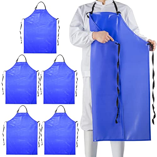 Chemical Resistant Vinyl Apron - Blue Plus Size PVC Aprons（5 Pack）