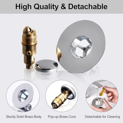 All Brass Metal Sink Stopper with Hair Catcher | Universal Bathroom Drain Strainer | Anti Clog Filter Basket, Polished Chrome, Fit for 1.08-1.5 Inch Sink Drain Hole