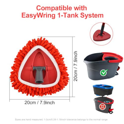 Spin Mop Replacement Head Chenille Mop Refill for Vileda O-Cedar EasyWring 1-Tank System, Washable Wet Dry Floor Cleaning Pads (Red) - color: Red