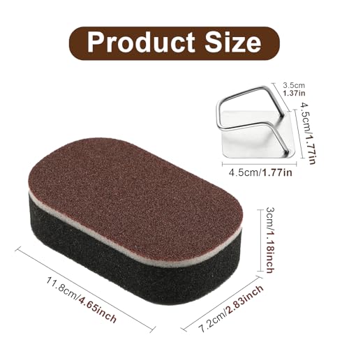 5PCS Emery Magic Wipe Sponge with 1 Storage Holder, Emery Sponge Brush Eraser Scrub, Multi‑Functional Non Scratch Scrub Sponge for Removing Rust Cleaning Pots and Pans