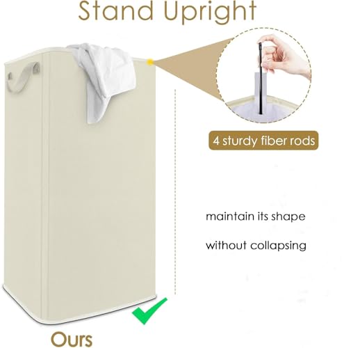 SNIGJAT Extra Large Laundry Hamper, Folding 100L Laundry Basket, Beige - color: Beige, size: 100L