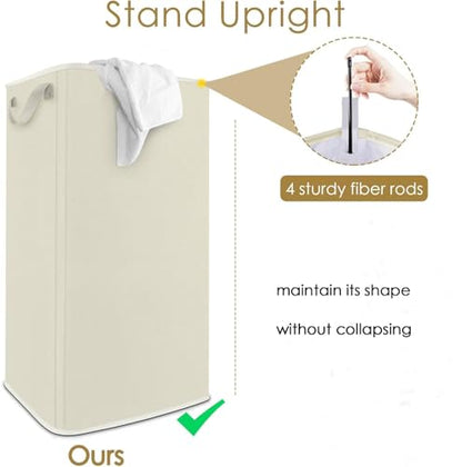SNIGJAT Extra Large Laundry Hamper, Folding 100L Laundry Basket, Beige - color: Beige, size: 100L
