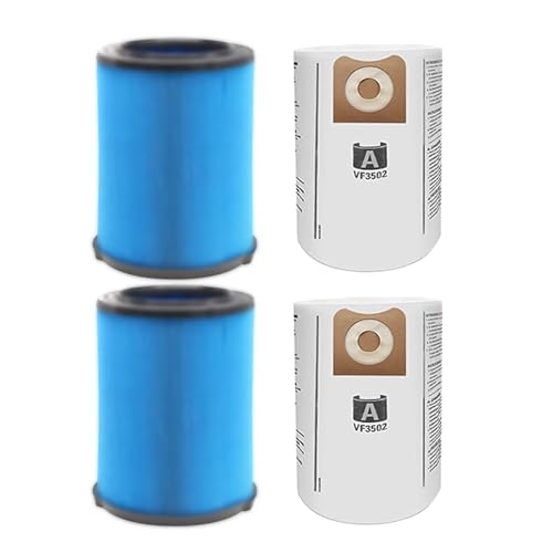 VF5000 3-Layer Pleated Paper Vacuum Filter for RIDGID 5-20 Gallon Vacuums - size: 2 PACK VF5000+2 PACK VF3502 BAG