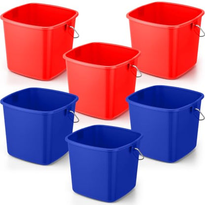 Zhehao 6 Pcs 3 Quart Small Sanitizer Cleaning Bucket, Red,Dark Blue - color: Red,dark Blue