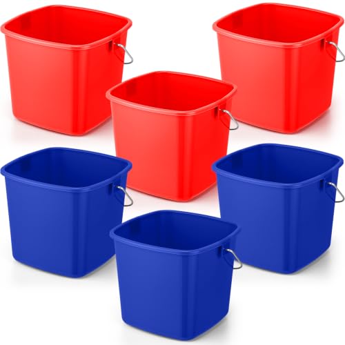 Zhehao 6 Pcs 3 Quart Small Sanitizer Cleaning Bucket, Red,Dark Blue - color: Red,dark Blue