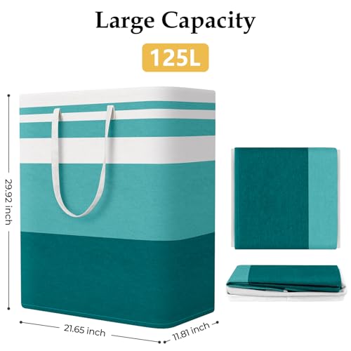 StorageRight Laundry Basket Hamper, 125L Collapsible Clothes Storage, Green - color: Green, size: 125L