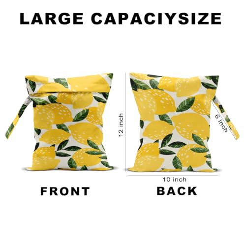 2 Pcs Lemon Orange Print Wet Bags, Wet Dry Bag Reusable for Swimsuit - color: Multicolor 1492