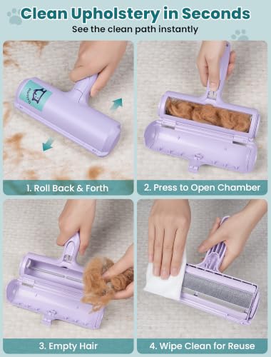 DELOMO Pet Hair Remover Roller, Reusable Lint Roller for Dog and Cat Hair - color: C: Purple（limited Color）
