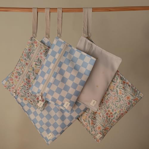 mushie Water Resistant Wet Bags | Large & Small Reusable Storage Bag for Baby Items and Travel | Zippered Pockets with Handle | Machine Washable, Set of 2 (Sun) - color: Sun