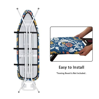 Blue Floral Tabletop Ironing Board Cover and Pad Standard (Fits Large Boards 15 x 54 inch) Ironing Board Protector Washable - color: Blue Floral