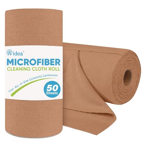 AIDEA Microfiber Cleaning Cloth Roll-50PK, Reusable Paper Towels 11.5×11.5" - color: Coffee