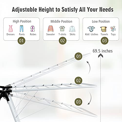 S AFSTAR 2-Layer Clothes Drying Rack, Folding Laundry Drying Rack w/Height-Adjustable Gullwing, 33 Rails & 26 Clips, Collapsible Laundry Hanger, Indoor/Outdoor Portable Dryer for Clothes Shoes Towels - style: 4 Wings