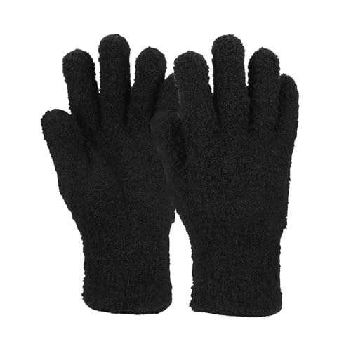 uxcell Microfiber Gloves, Reusable Washable Plant Dusting Gloves Cleaning Mittens for Auto Plants Household - color: Black