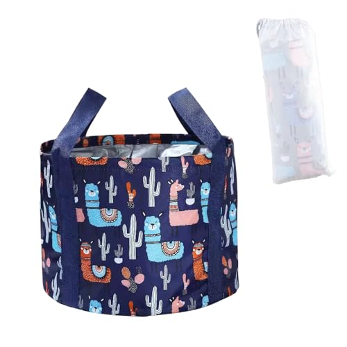 15L Oxford Fabric Collapsible Foot Soaking Tub, Navy Blue Foldable Foot Bath Basin with Handles, Multi-Function Foot Spa Bucket for Home, Travel, Camping & Outdoor