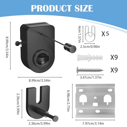 Retractable Clothesline Indoor, Non-Sagging Outdoor Clothes Line Retracting 13.7 Feet Heavy Duty Laundry Line Retractable Wall Mounted Clothes Line Outdoors (Black, Rectangle) - color: Black, size: Rectangle