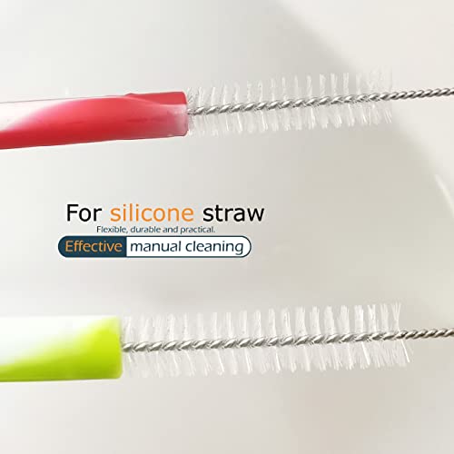 Drinking Straw Cleaning Brushes Set Pipe Tube Cleaner Nylon Bristles Stainless Steel Handle 8" 10" 12" Extra Long 10mm 12mm Extra Wide Diameter - Set of 4