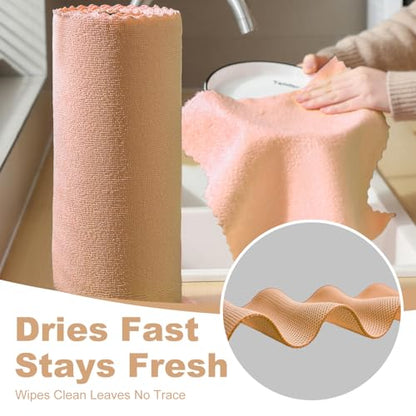 Jessy Home 2 Roll Reusable Paper Towels,100 Sheets Tear Away Microfiber Cleaning Cloth, Lint Free Cleaning Rags for Kitchen, Dishcloth,Household Cleaning Supplies - color: Dark Brown