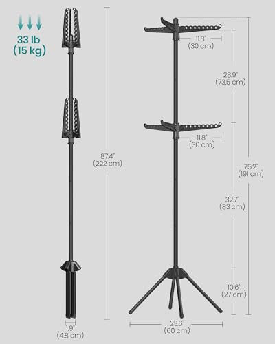 SONGMICS Clothes Drying Rack, 75.6-Inch Drying Rack, 6 Rotatable Arms - color: Black, style: 2-Tier-Hang