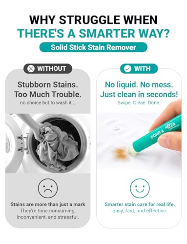 Portable Stain Remover Stick for Fabric and Clothes, Easy-to-Use Solid Stick, Travel-Friendly On-the-Go Design (1 Count)