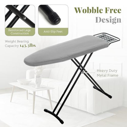 RAINHOL Full Size Ironing Board, Gray 54 x 13 in, Sturdy & Foldable - color: Gray