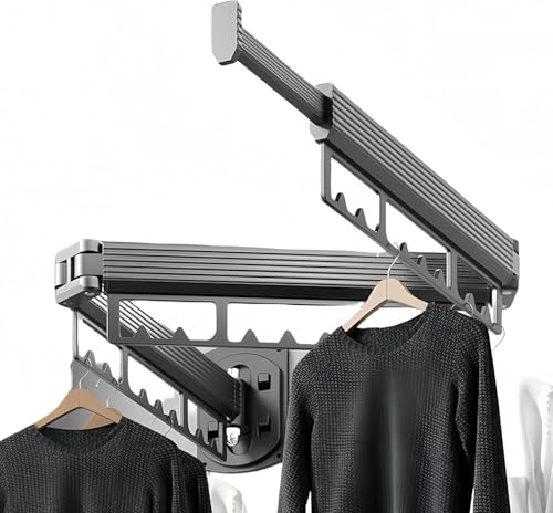 Mounted Wall Drying Rack, Laundry Hanger Dryer Rack, Laundry Hanger Rack, Wall Mounted Clothes Rack, Laundry Room Hanging Rack(Foldable/High-Bearing/Never Fall Off/Third Generation/Grey) - color: Gray