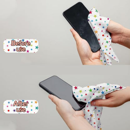 6 PCS Glasses Cleaning Cloth Eyeglass Cleaning Cloth Lens Eyeglasses Microfiber Cute Aesthetic Cloth for Unisex Women Girls Reusable Phone Screens Camera Multi-Patterns(6.3"x6.3")-Sun Moon Star - color: N5-sun Moon Star