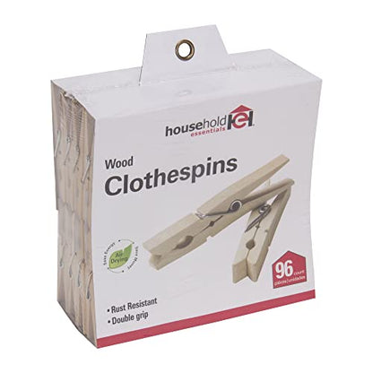 Household Essentials Birchwood & Steel Heritage Clothespins, Set of 96 - size: Bag of 96
