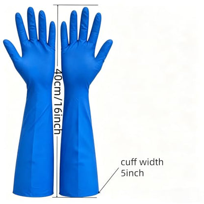 Long Sleeve Nitrile Disposable Gloves 16inch Cleaning 50PCS - color: Blue, size: Medium