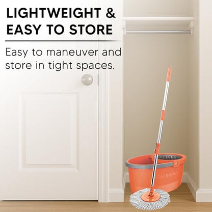 Macromax Spin Mop and Bucket Set, 360 Rotating Microfiber Mop - style: Faster Spin Mop set + 1 Refill