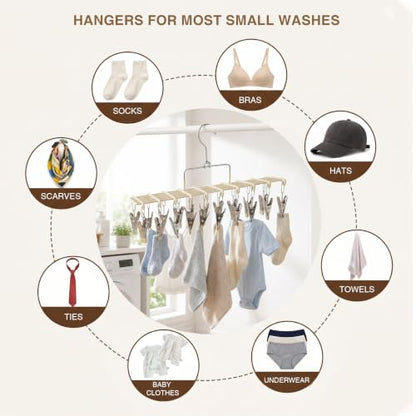 1 Pack Sock Hanger for Drying, Underwear Sock Drying Rack with 20 Clips - color: Beige