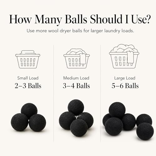 Wool Dryer Balls, New Zealand Dryer Balls Drying Balls Fabric Softener Ball for Laundry（Pack of 6) (Black) - color: Black