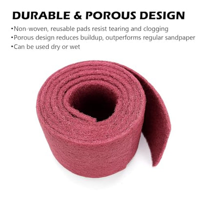 Maroon General Purpose Scuff Pads, Scuffing, Scouring Pad, Sanding, Paint Primer Prep Scratch - Surface Preparation Pad Car Auto Body Woodworking 7447-Premium, 5 Inches * 7-1/2 Feet - color: Maroon, style: 5 Inches * 7-1/2 Feet