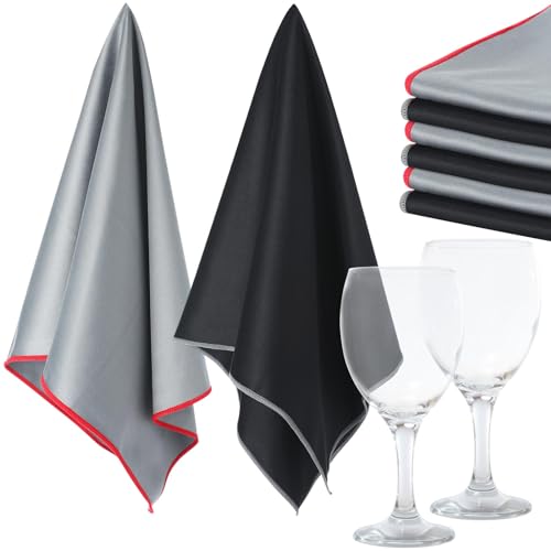 VitalCozy 6 Pcs Polishing Cloths for Wine Glass, Black, Gray - color: Black, Gray