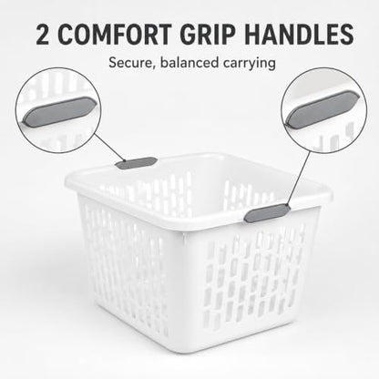 White Laundry Basket 6-Pack, 1.5 Bushel Square with Handles - color: White 6PCS