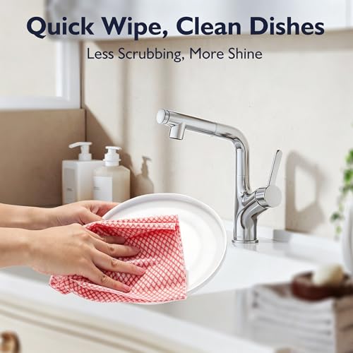 60Pack Disposable Dish Cloths for Kitchen,13.8x15.7 Cleaning Wipes - color: Red