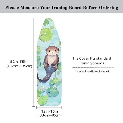 Cute Otter Ironing Board Covers Heavy-Duty Fabric Non Slip Padded Ironing Board Covers Hook and Loop Design Waterproof Slip-Resistant - color: Cute Otter