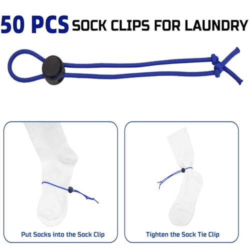 Sock Clip-Sock Holder - 50 Pcs Sock Clips for Laundry Locks Your Socks Laundry Sock Holder Sock Tie Clips Sock Organizer for for Washing Machine and Dryer with The Sock Laundry Organizer