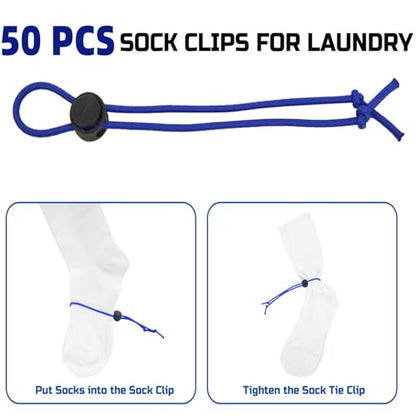 Sock Clip-Sock Holder - 50 Pcs Sock Clips for Laundry Locks Your Socks Laundry Sock Holder Sock Tie Clips Sock Organizer for for Washing Machine and Dryer with The Sock Laundry Organizer