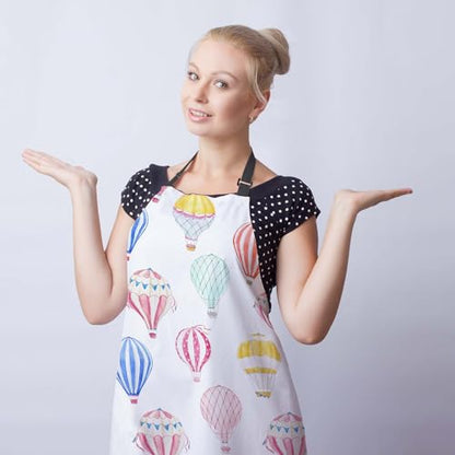 Kitchen Apron for Women Hot Air Balloons Mans Aprons for Cooking Restaurant BBQ Painting Crafting Gardening 27” (W) x 31” (H), Waterproof Apron - color: Hot Air Balloons