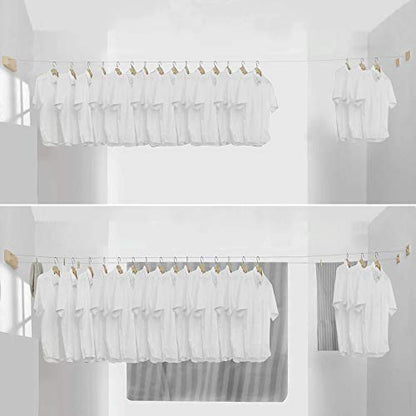 BESy Retractable Double Clothesline Laundry Indoor Washing Clothes Line - size: Double Rope, style: Gold