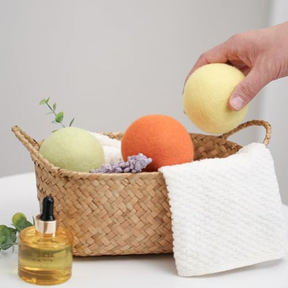 Wool Dryer Balls Handmade 3 Pack XL, Laundry Dryer Balls,100% New Zealand Wool Natural Fabric Softener,Reusable 1000 Loads,Wrinkles Free, Shorten Drying Time,Baby Safe (3 Pack XL,Winter Sunshine) - color: Winter Sunshine