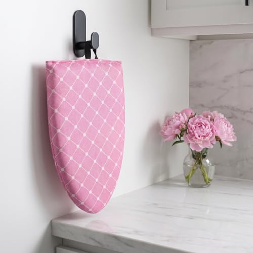 Portable Handheld Ironing Boards, Pink Plaid Compact Travel Ironing Pad with Anti-Slip Surface, Battery-Free Wrinkle Release Ironing Mat for Home Office Hotel Delicate Garments Travel Clothing Care