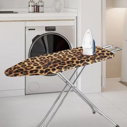 Leopard Print Ironing Board Cover and Pad 15 X 54 Thick Padding with Elastic Edge Ironing Board Pad for Standard Size Boards Table Top Ironing Board Cover Sleeve Brown - color: Leopard Print