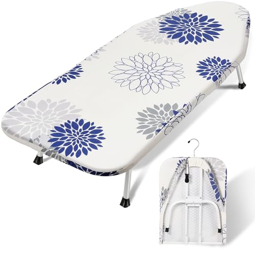 SheeChung Small Ironing Board 12"x32",Mini Tabletop Ironing Board,Foldable - style: Dahlia-32"x12"