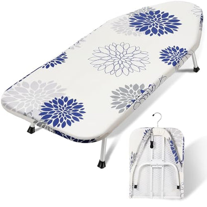 SheeChung Small Ironing Board 12"x32",Mini Tabletop Ironing Board,Foldable - style: Dahlia-32"x12"