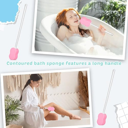 Long Handled Sponge 22.4'' Back Scrubber for Shower, Pink - color: Pink