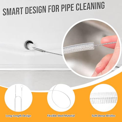 10PCS Drain Snake Kit, 63" Heavy Duty Plumbing Auger, 60" Sink Snake Brush, 20" Clog Remover, 18" Cleaning Brush with Gloves, Pipe Cleaner for Kitchen Sink, Bathtub, Toilet, Sewer Drainage - style: 10SET Light Duty